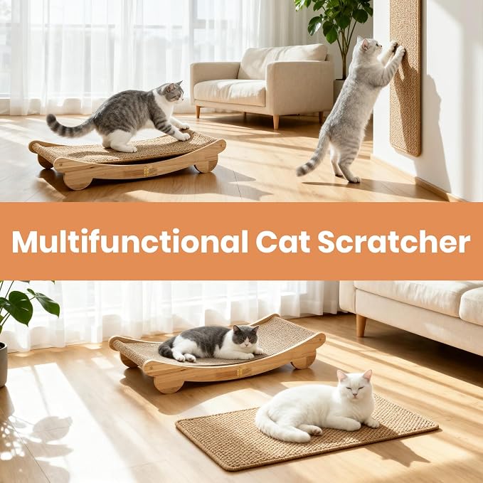 Extra Large 31.5" Cat Scratcher Bed & Mat Set | Cat Scratch Pad&Bed – Cat Wall Scratcher Protects Sofas and Furniture – Ideal for Indoor Cats to Scratch and Rest - Image 4
