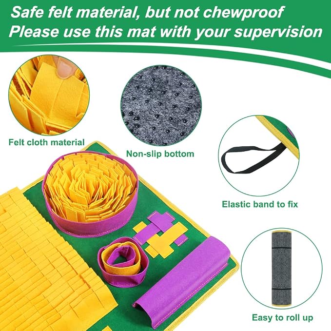 Vivifying Snuffle Mat for Dogs, Interactive Dog Puzzle Toys for Boredom and Mental Stimulation, Sniff Mat Helps Puppy and Cats Slow Eating and Keep Busy - Image 4