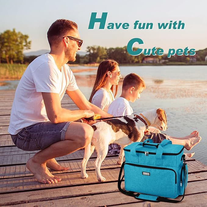 BAGLHER Dog Travel Bag, Pet Travel Bag (ALL Pet Travel Supplies), With 2 Pet Food Containers and 2 Collapsible Silicone Bowls; Essential Kits for Pet Travel Sky Blue - Image 7