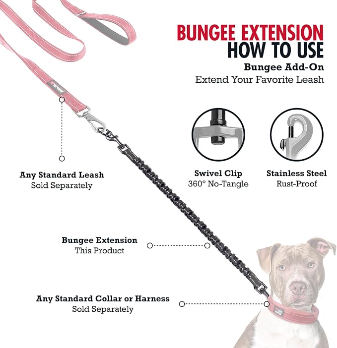 Add-On Accessory Large Size Bungee Leash Extension | Extends Hands Free Leashes by Two Feet | Requires Purchase of Hands Free Bungee Leash for Large Dogs Sold Separately - Image 4