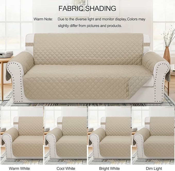 Reversible Recliner Chair Covers, 23" Chair, Sand/Beige | Chair Covers for Living Room with Elastic Straps, Water Repellent, Chair Protectors Covers for Dogs - Image 8