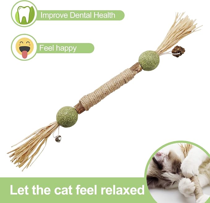PAZ'S GIFT Catnip Toy Cat Toys Catnip Toy cat chew Toy cat Kicking silvervine Stick Teeth Cleaning Cute Kitten Teething Indoor Interactivecat Dental Care Matatabi (Catnip Balls) - Image 4