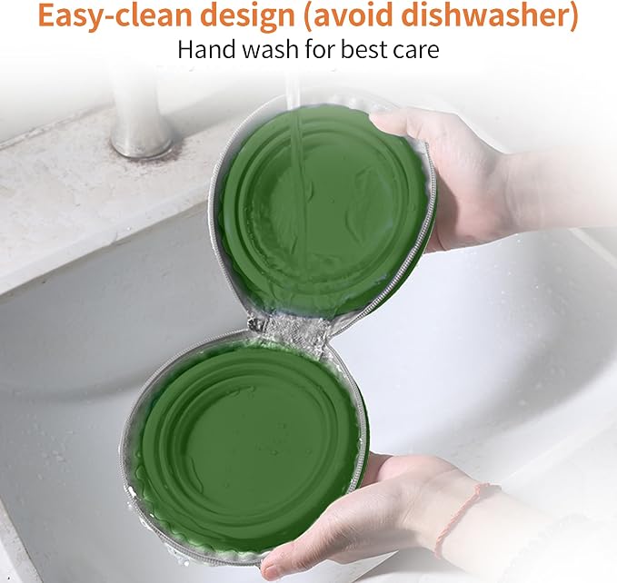 Collapsible Dog Bowls, 2-in-1 Pet Portable Travel Bowls Green | Portable Pet Camping, Outdoor Pet Essential, Daily Walks, Road Trips, Hiking, Beach Visits, Foldable, Food and Water Use - Image 3
