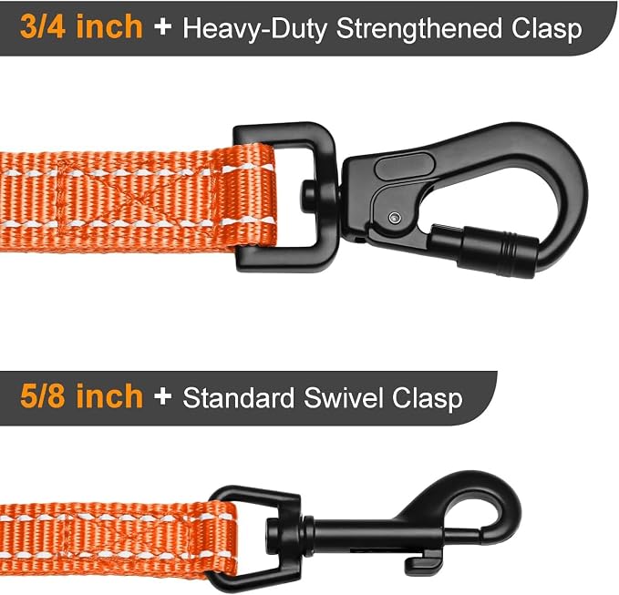 Didog 6FT Reflective Dog Leash for Small Medium Dogs,Slim 5/8" Width,Orange | Soft Padded Handle, Plush Comfort Grip, Tangle-Free, 360° Swivel Clasp for Daily Walking and Training, Night Safety - Image 5