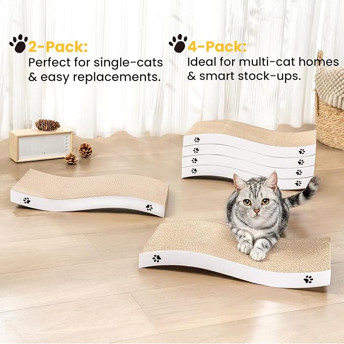 Cat Scratcher, Durable Scratch Pad, Corrugated Cardboard Scratching Board for Indoor Cats, Heavy Duty, Double-Sided Usability, Recyclable, with Catnip, Large, 2 Pack - Image 7