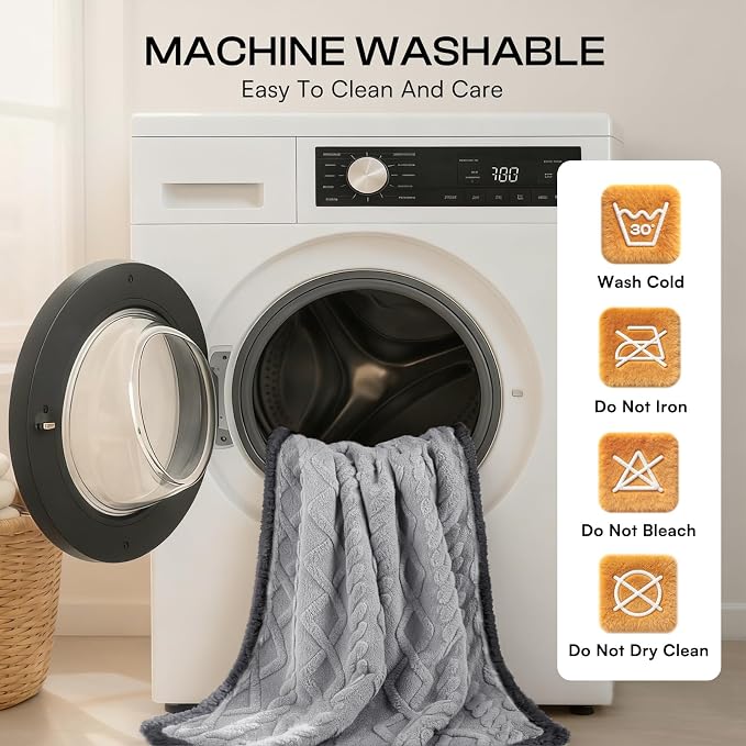 Luciphia Waterproof Blanket for Twin Bed Reversible Fleece Couch Cover | Reversible waterproof pet blanket soft fleece machine washable protect couch bed, Light Grey 85" x 57" - Image 6