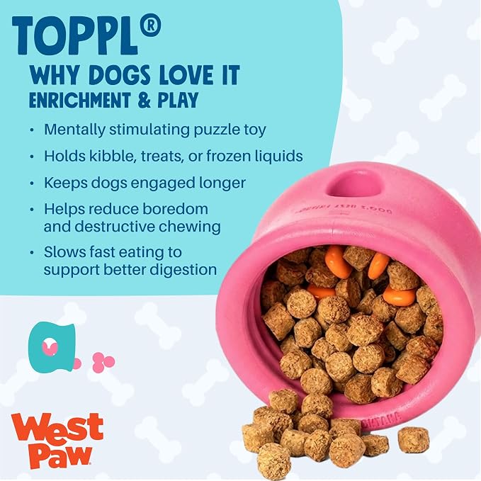 WEST PAW Zogoflex Toppl Interactive Treat Dispensing Puzzle Dog Toy for Mental Stimulation & Enrichment-Holds Kibble & Treats-Lickable, Freezable & Dishwasher Safe-Made in USA-Small-Teal - Image 2