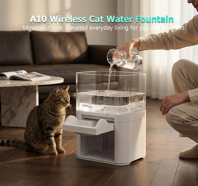 Cat Water Fountain, Wastewater Separation & No Filter Cotton, Pet Water Dispenser with 4000mAh 4L Large Capacity Tank, Wireless Automatic Water Fountains for Cats Indoor Cat Watering Supplies - Image 7