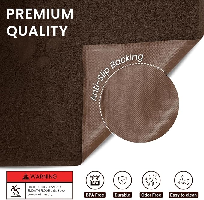Andalus Medium Cat Litter Mat, Pack of 1 - Waterproof, Non-Slip & Easy to Clean Cat Litter Box Mat for Extra Efficient Pet Litter-Trapping, Brown (23.5” X 15.75”) - Image 2