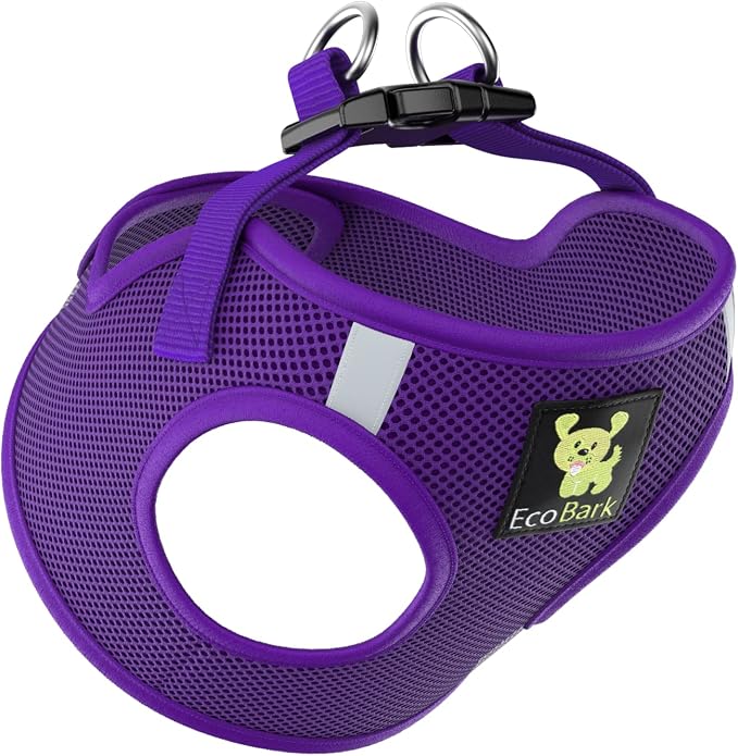 EcoBark Step in Dog Harness, Reflective & Adjustable Mini Halter Vest | Eco Friendly Teacup Dog Harnesses for XXXS, XXS, XS & Small Dogs, Tiny Soft Mesh Toy Breed Body Harness, Purple Color - Image 8