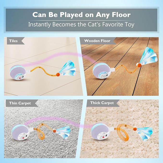 YVE LIFE Interactive Cat Toys Ball for Indoor Cats,[Newly Upgraded] Agile Moving Cat Ball with Elastic Mesh Tail,Automatic Kitten Toys for Bored Indoor Adult Cats,Motion Activated (Purple) - Image 3