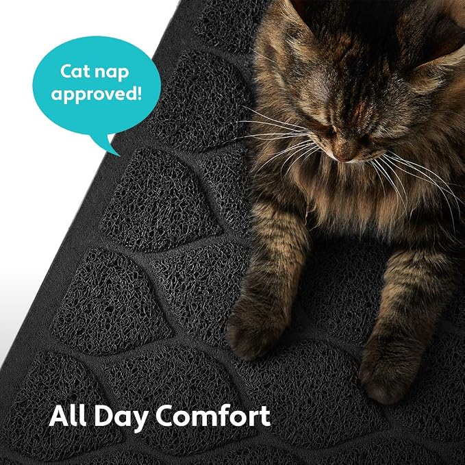 MIGHTY MONKEY Waterproof BPA Free Cat Litter Box Trapping Mat, Easy Clean Floors, Textured Backing, Soft on Sensitive Kitty Paws, Cats Accessories, Less Waste, Stays in Place, 24x17, Black - Image 8