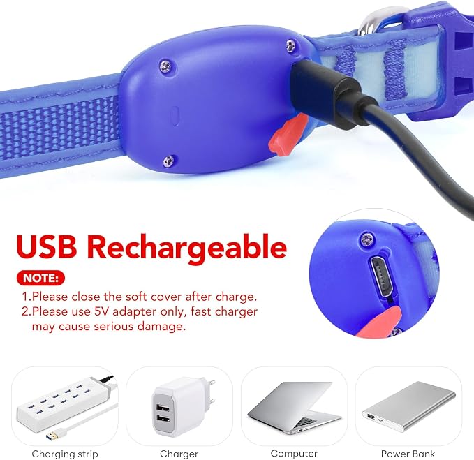 Light up Collar for Small Dog,Vizpet XS Adjustable Size Nylon Led Collar | USB Rechargeable Bright Safety Pet Collar for Cats Small Dogs (Blue, X-Small[ 8.66-11.9 inch/22cm-30cm]) - Image 4