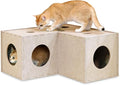 PETKARAY Cat Tunnel, Original Cat Hideaway Cave for Indoor Cats, Large Kitten Play Tubes and Tunnels, Soft Felt Cat Toy with Interactive Peek Hole, Beige L Shape by PETKARAY