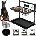 Elevated Dog Bowls with Slow Feeder for Large Dogs – Adjustable Raised Stand with 2 Stainless Steel Bowls & Spill-Proof Mat, Non-Slip Dog Feeder for Large & Medium Dogs (Black) by SHAINFUN