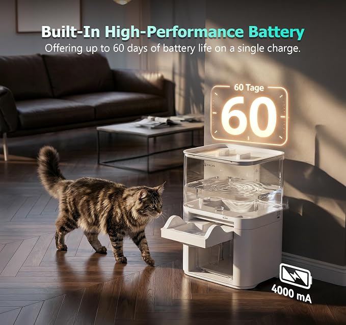 Cat Water Fountain, Wastewater Separation & No Filter Cotton, Pet Water Dispenser with 4000mAh 4L Large Capacity Tank, Wireless Automatic Water Fountains for Cats Indoor Cat Watering Supplies - Image 6