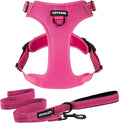 Voyager Dog Harness Dual Leash Attachment No-Pull Control Adjustable Soft but Strong Pet Harness for Medium and Large Dogs with 3M Reflective Technology, Leash Set Fuchsia Nylon, L (Chest: 25-30") by BestPetSuppliesLLC