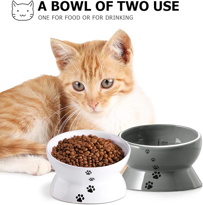 Y YHY Elevated Cat Food Bowl, Raised Pet Food and Water Bowl, Ceramic, 15oz - Image 3