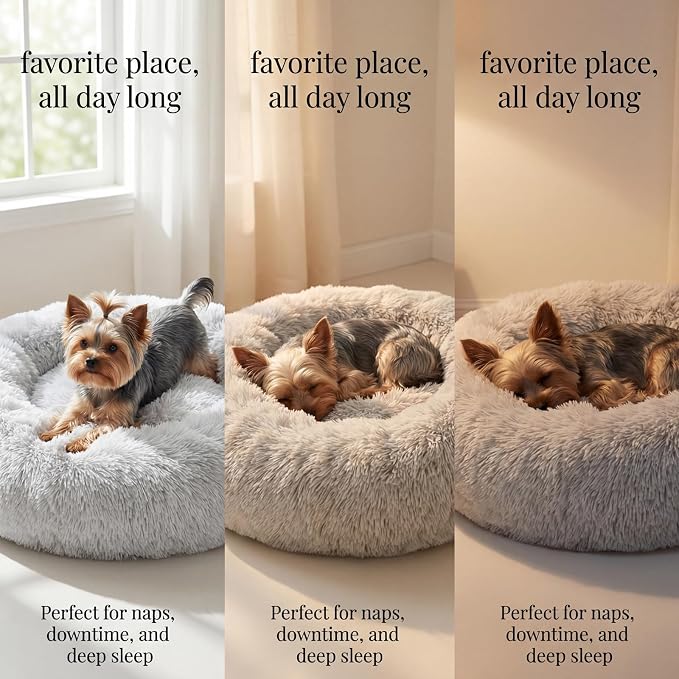 nononfish Soft Donut Dog Bed,Cozy Calming Pet Bed for Small Dogs | Soft plush donut bed designed for comfortable everyday pet rest. - Image 6