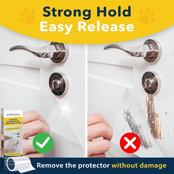 PROTECTO Door Protector from Dog Scratching w/Utility Knife - 2-Pack 60x8 | Door Scratch Protector for Dogs & Cats - Clear Dog Scratch Door Protector for Doors & Frames - No-Residue Door Guard - Image 4