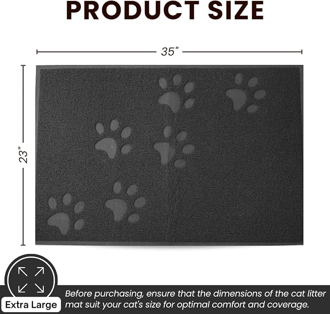 Andalus Extra Large Cat Litter Mat, Pack of 1 - Waterproof, Non-Slip & Easy to Clean Cat Litter Box Mat for Extra Efficient Pet Litter-Trapping, Grey (35” X 23”) - Image 3