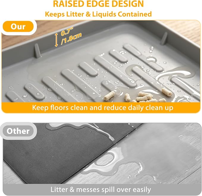 Cat Litter Box Mat, 47" x 35" Extra Large Silicone Cat Litter Mat | Waterproof & Washable Kitty Litter Catcher Matt, Soft on Paws Non-Slip Easy to Clean Reduces Litter Tracking for Indoor Cats - Image 4