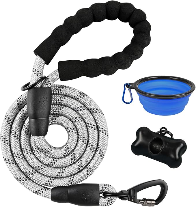 BARKBAY Dog Leashes for Large Dogs Heavy Duty Dog Leash 4/5/6 FT with Comfortable Padded Handle and Highly Reflective Threads for Medium Large Dogs Walking Training Running (5FT-1/2'',Gray) by BARKBAY