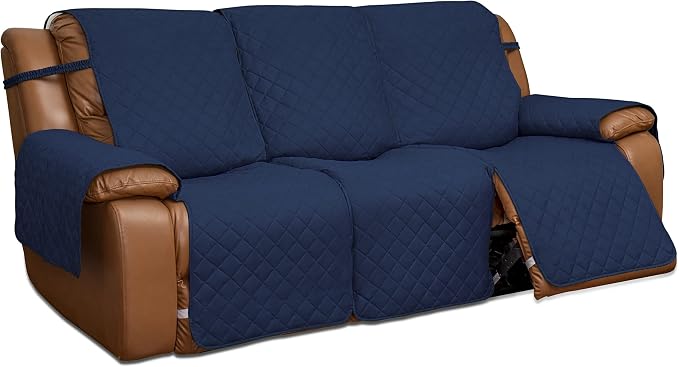 Easy-Going Reversible Couch Cover for 3 Seat Recliner Sofa, Navy/Ivory | Washable Sofa Slipcover For Dogs, Sofa Cover For Recliner, Furniture Protector Mat, Pet Friendly by Easy-Going