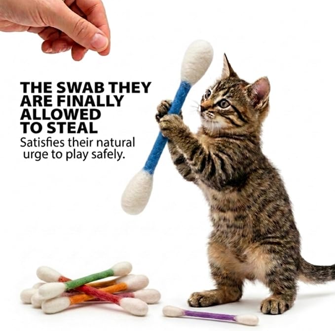 Glaciart One Swabs Cat Toys with Catnip - 6 Pk | Durable for Chew, Cute Cat Toys Interactive Kitty for Boredom, Exercise, & Play | Filled w/Organic Catnip for Anxiety & as Digestive Aid | Gift Idea - Image 4