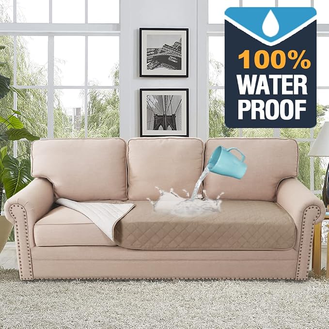 H.VERSAILTEX Couch Cover for Dogs Washable 100% Waterproof Sofa Cushion Cover Dog Bed Cover Non-Slip Pet Blanket for Sofa Cushion Protector, 35" x 74", Khaki - Image 3