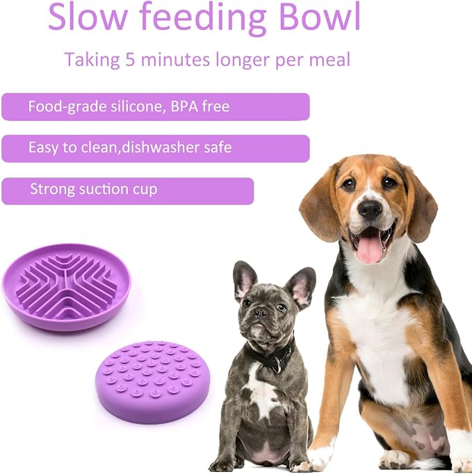 Slow Feeder Bowls for Dogs and Cats, 7.9inch Slow Down Bowl with Suction Cups, Puzzle Pet Bowls Non-Slip Design Dishwasher Microwave Safe (Purple) - Image 2
