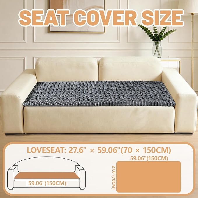Couch Cover for Dogs Washable, Non Slip Soft Cozy Grey | Pet Friendly, Fuzzy Durable Plush Thick Slipcovers for 3 Cushion Sofa Cover Protector Mat Bed Furniture Couches 27.6"x59.06" - Image 4