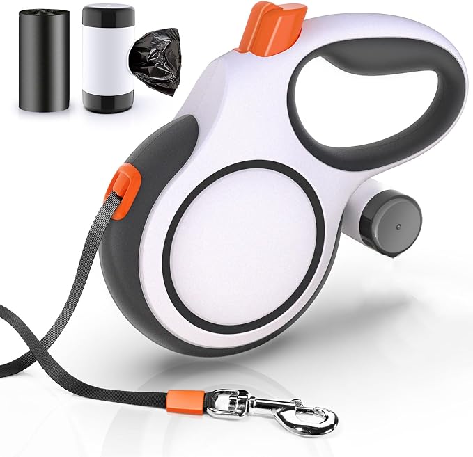 26FT Retractable Dog Leash for Medium & Large Dogs Up to 115 lbs, Heavy Duty Anti-Tangle Tape Leash with Quick Brake Lock, Comfortable Non-Slip Handle for Walking, Running & Training by MEEGOOD