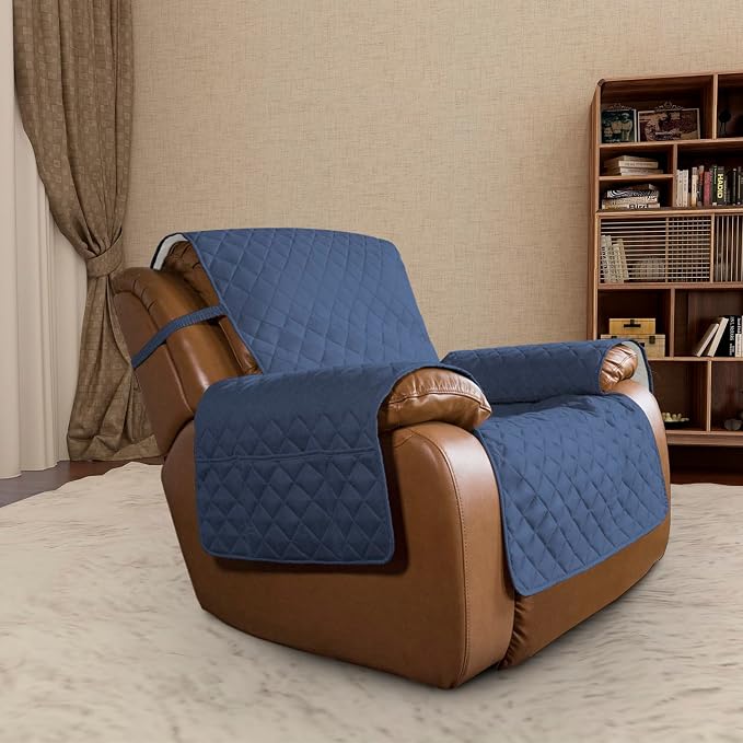Easy-Going Reversible Couch Cover, Oversized Recliner, Dark Blue/Ivory | Machine Washable Slipcover For Dogs, Water Resistant Furniture Mat For Living Room, Non-Slip Sofa Cover, Pet Friendly - Image 2