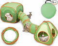 Rypet Cat Toy Tunnel and Cubes Bundle, Play Tubes for Indoor Cats, Green | 3-in-1 Tunnel Cubes Tent, Crinkle Tube for Play, DIY Shapes, Ball and Bell for Play, Tear-Resistant Polyester, Folds Flat by RYPET