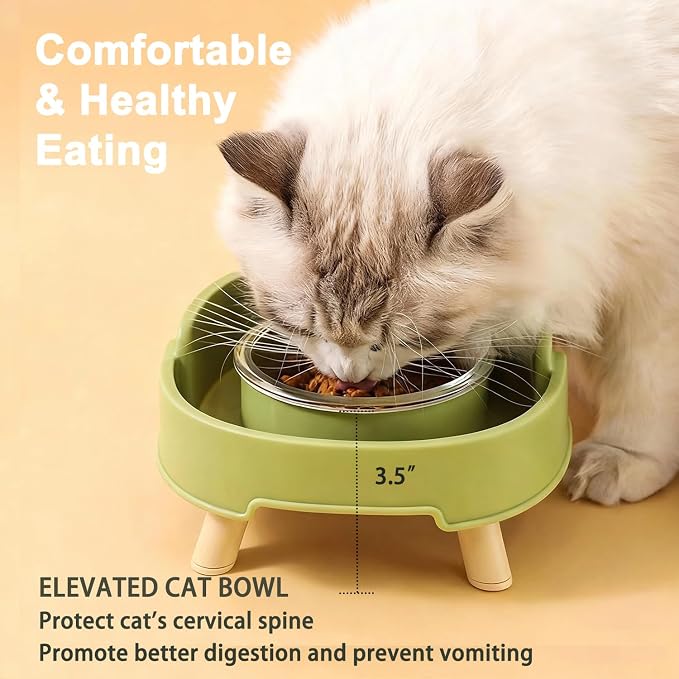 Ant Proof Cat Food Bowl Elevated Pet Dish W/Deep Anti Ant Moat Stand-Pearl | 1 Glass Bowl, Stress Neck Free, Non-Spill Food & Water Bowls W/ Feeding Station for Outdoor&Indoor Cats/Small Dogs, Ant Free - Image 6