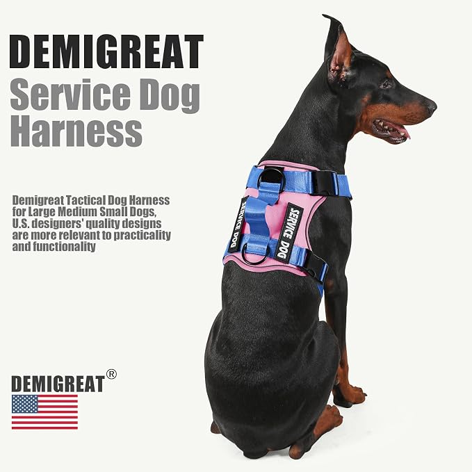 Service Dog Harness, Reflective Dog Vest Harness with 5 PCS Patches, Adjustable Soft Oxford Pet Harness, Inner Layer Mesh, Easy to Control for Small Medium Large Dogs - Image 4