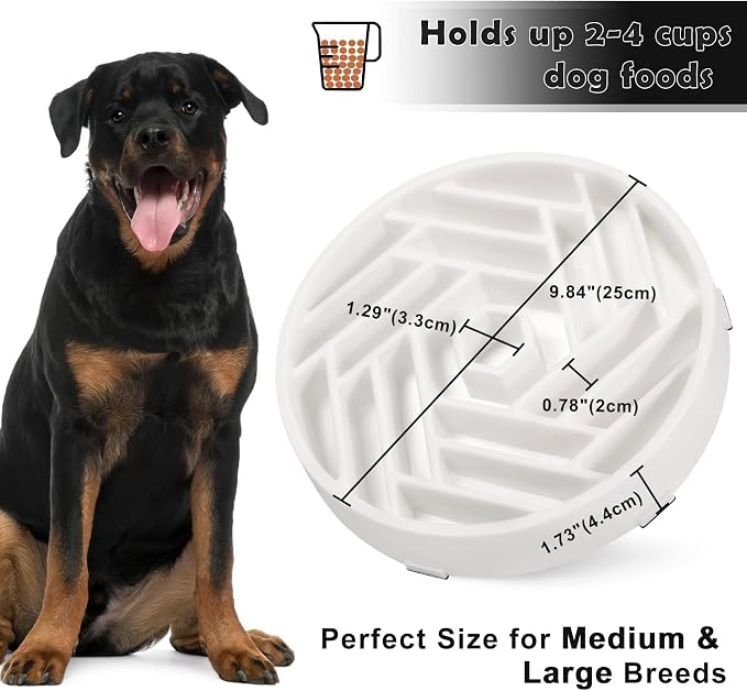 TOBYTO Slow Feeder Dog Bowls Large Medium Breed,Anti-Choking Slow Eating Dog Food Bowl,Non Slip Pet Slower Food Feeding Bowls Large Puzzle Slow Feeder Bloat Stop Maze Dog Dishes,White - Image 5
