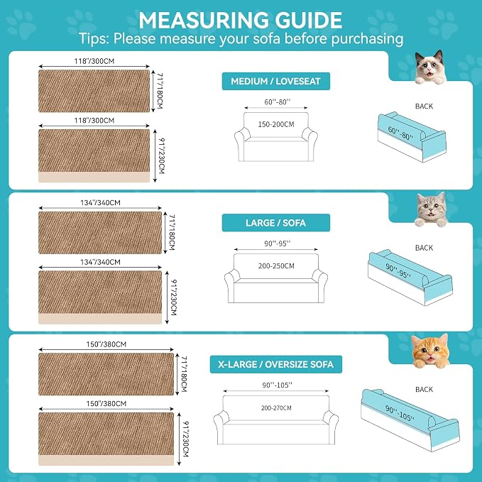 Warmstar Couch Protector from Cat Claws, Waterproof Couch Cover Anti Slip,Couch Cover 3 Cushion Sofa Washable,Anti-Scratch Pet Sofa Cover Heavy Duty,71"X134", Brown - Image 2