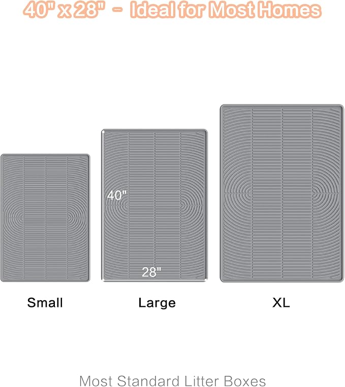 Extra Large Cat Litter Mat XL, 47" x 35", Silicone Waterproof | Traps litter, Easy to clean, Vacuum & wipe off, Waterproof backing, Non-slip design, Soft on paws - Image 7