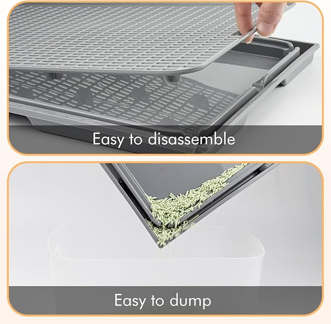 2Pack Cat Litter Box Step, Litter Catcher, Expandable Interlock Litter Mat, Washable Easy Clean, Waterproof & Urine Proof, Dark Grey - Image 4