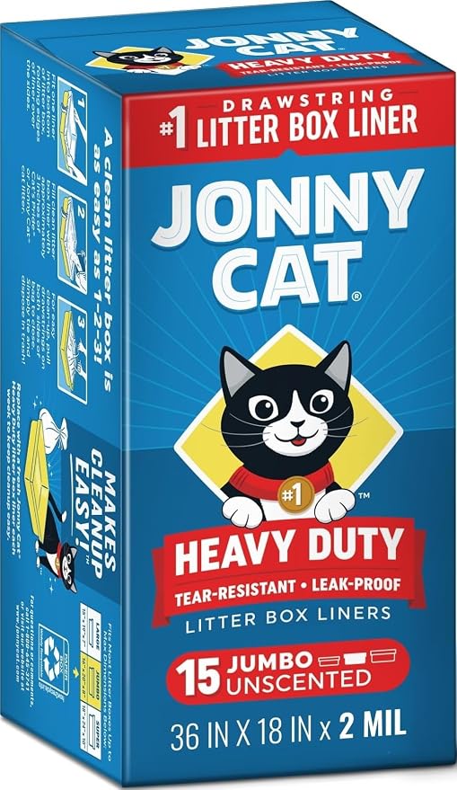 Jonny Cat Litter Box Liners Heavy Duty, Tear & Leak Resistant Jumbo 15ct by JonnyCat