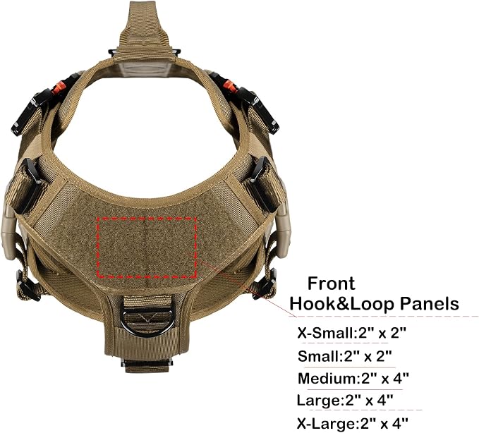 ICEFANG No Pull Tactical Dog Harness for X-Large Dogs,Adjustable Dog Vest | Control Handle,MOLLE Panel,Front Hook,3 Leash Clips,Soft Padded,for walking training,Brown,X-Large - Image 5
