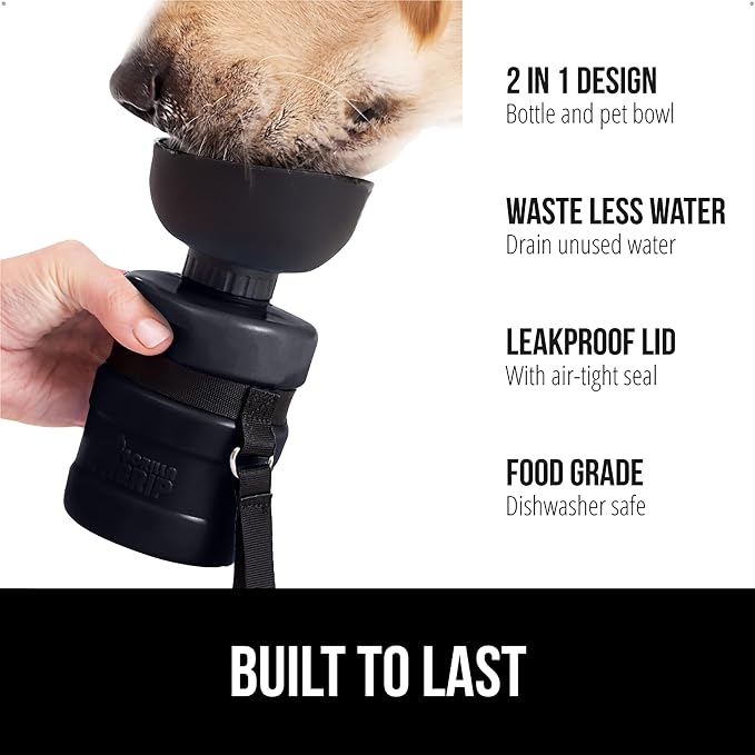 GORILLA GRIP Dog Water Bottle, Portable Water Bowl Dispenser for Dogs, 16 oz Leak Proof Pet Travel Squeeze Bottles Food Grade Silicone, Stocking Gifts for Pets to Go Puppy Essentials, Black - Image 2