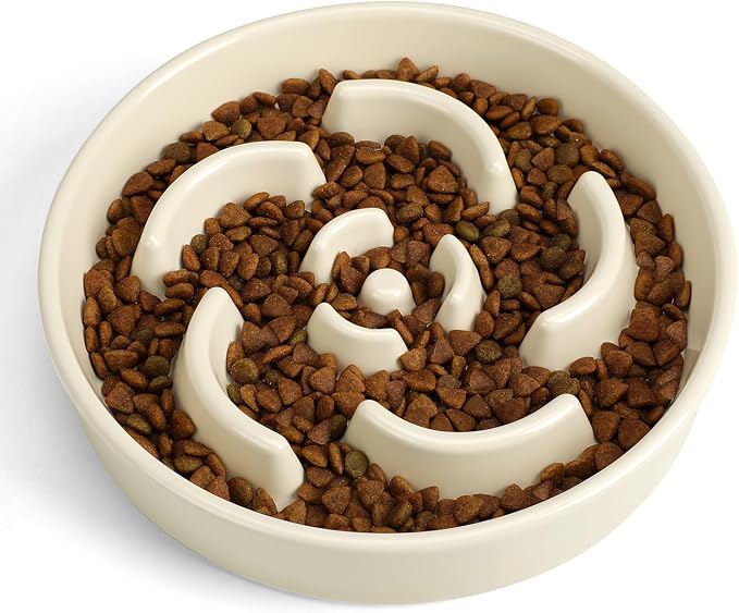 Ceramic Slow Feeder Dog Bowl, 2 Cups Maze Puzzle Dish to Slow Down Eating | Premium Ceramic Material with Anti-Slip Design, Suitable for Small, Medium and Large Breed Dogs Daily Feeding - Image 2