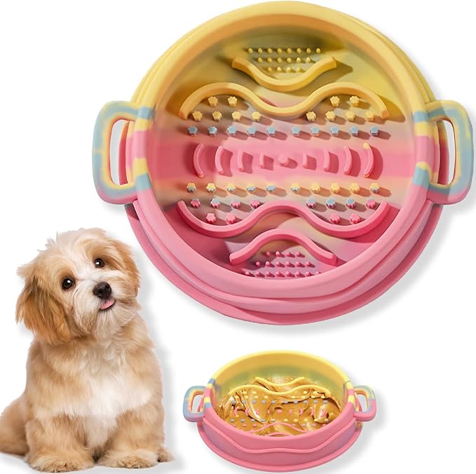 Silicone Slow Feeder Dog Bowls - Anxiety Relief Dog Lick Bowl Dog Slow Feeder Bowl for Puppy Small Dog & Cat by YUZI