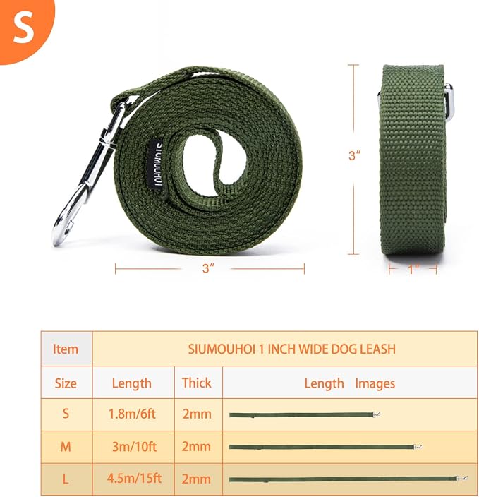 Strong Durable 6 ft Nylon Dog Training Leash, 1 Inch Wide Traction Rope, for Small and Medium Dog (Military Green, 6 Feet) - Image 5