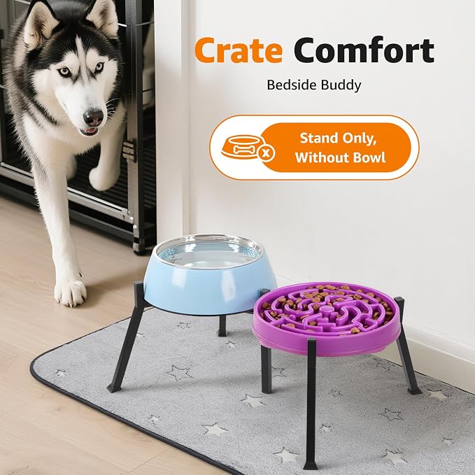 LOOBANI Double Dog Bowl Stand Adjustable 8.2"-11" Width for Large Seniors | Reduces Neck Strain, Non-Slip Rubber Feet, Rust-Proof Stand, Easy Clean, for Senior & Arthritic Dogs - Image 6
