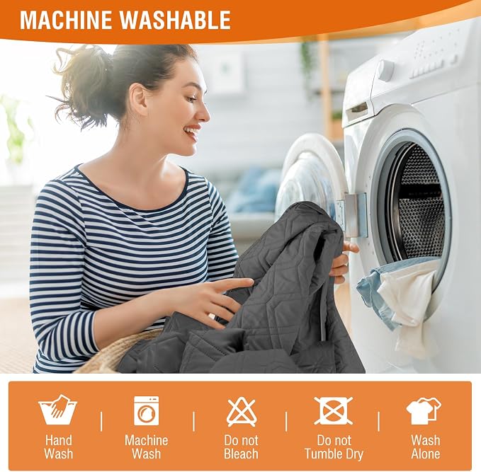 VANSOFY 100% Waterproof Recliner Chair Covers Washable, Charcoal Gray, 28" | Non-Slip, Slipcover with Pocket, Furniture Protector, Elastic Straps, Chair Cover for Pets, Dogs - Image 7