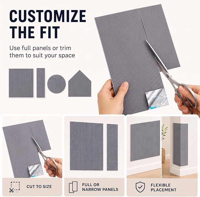 Marsui 12 Pack Cat Scratch Mats for Walls Corners, Self Adhesive, Grey | Fits Couch, Walls, Cat Trees, Shelves and DIY Climbing Areas, Protects Furniture from Claws, Replaceable Scratching Surface - Image 5